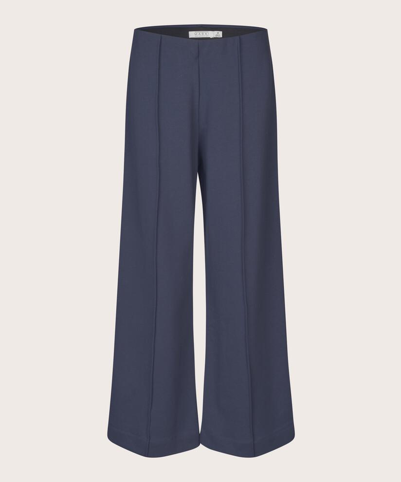 Jerseyhose mit genähten Bügelfalten und elastischem Bund, Mood Indigo