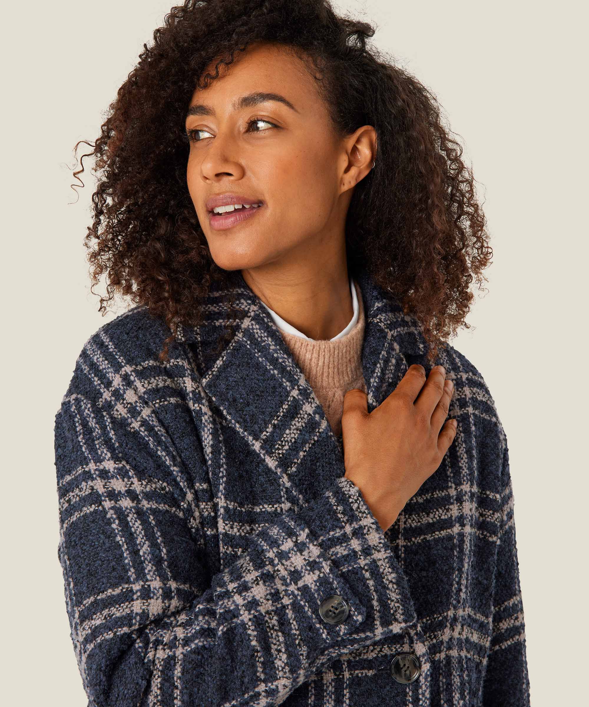 Kurzmantel aus Wollmischung mit zweireihigen Knöpfen, Moonlit Ocean