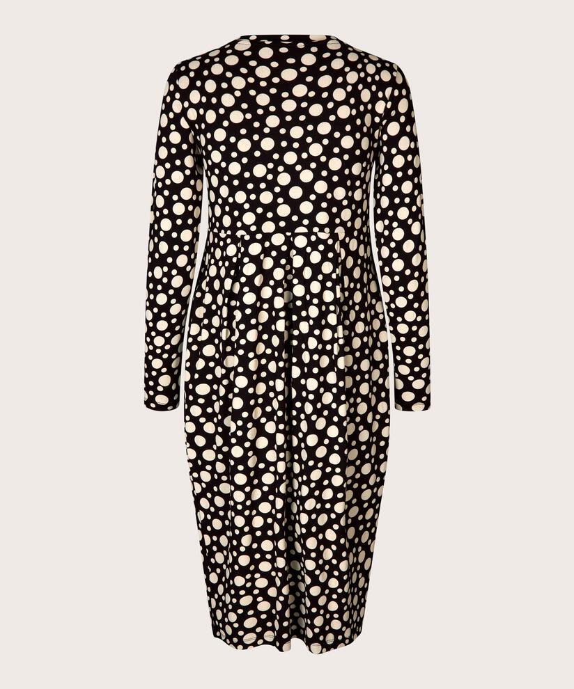 gemustertes Tulpenkleid mit langen Ärmeln, Black