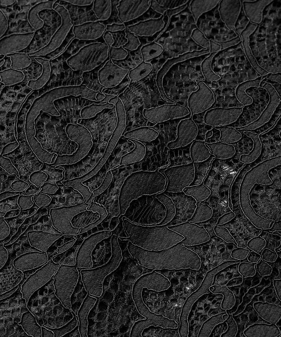 transparentes Spitzenkleid mit Fransen, Black