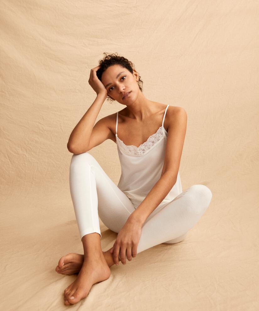 Tanktop mit Spitzendetail, Cream