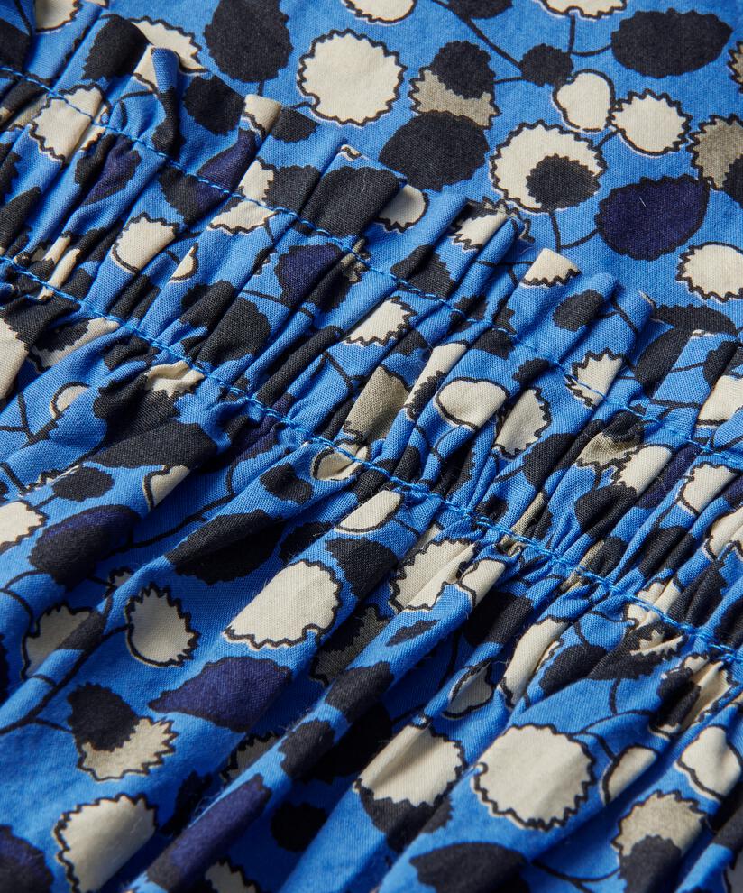 Baumwollkleid mit Falten und Eingrifftaschen, Federal Blue