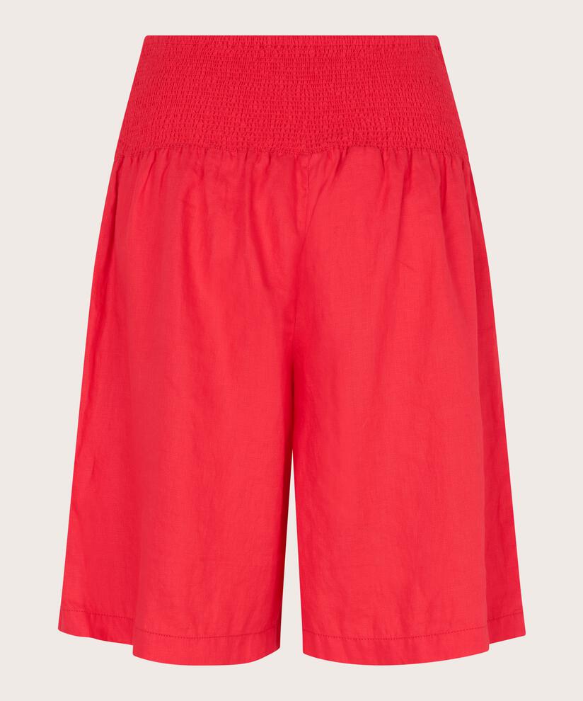 Leinenshorts Mit Gesmoktem Gummizug Hinten, Hibiscus