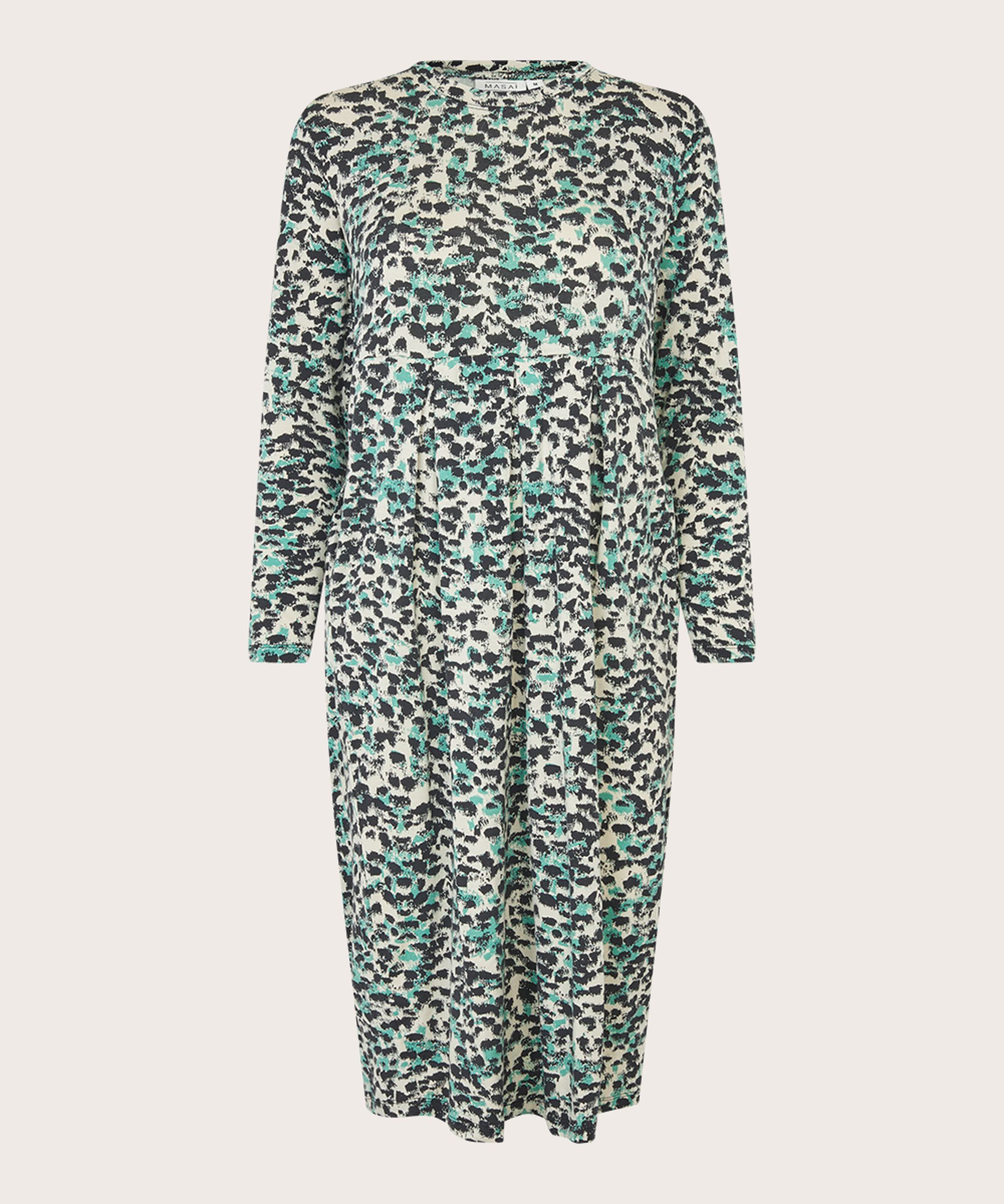 Tulpenkleid aus bedrucktem Jersey, Winter Green