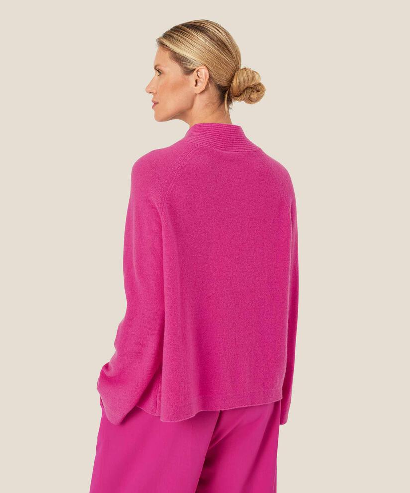 Pullover aus Wolle mit Bindebändern am Hals, Fuchsia Red