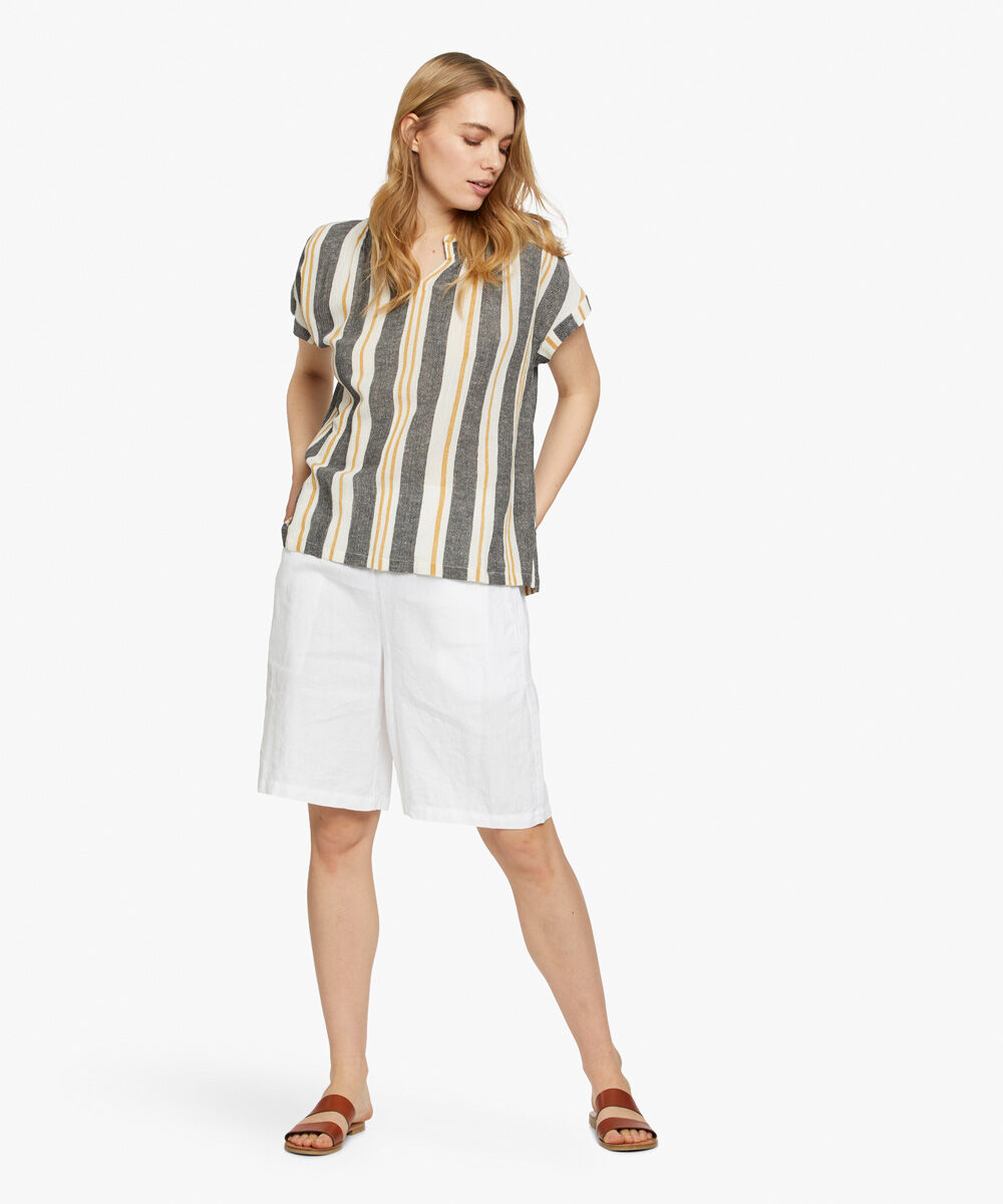 Leinenshorts Mit Gesmoktem Gummizug Hinten, White