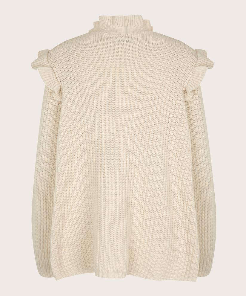 Baumwollstrickpullover mit Rüschen, Whitecap