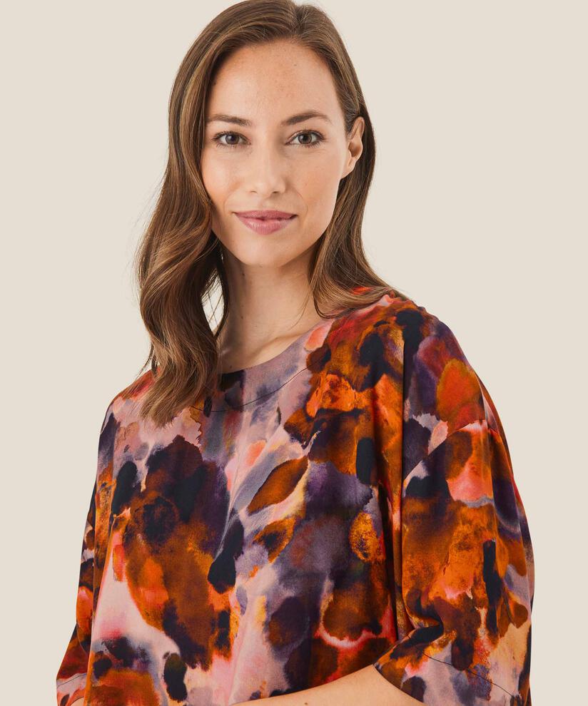 Viskosebluse mit 1/2 Ärmeln, Spicy Orange