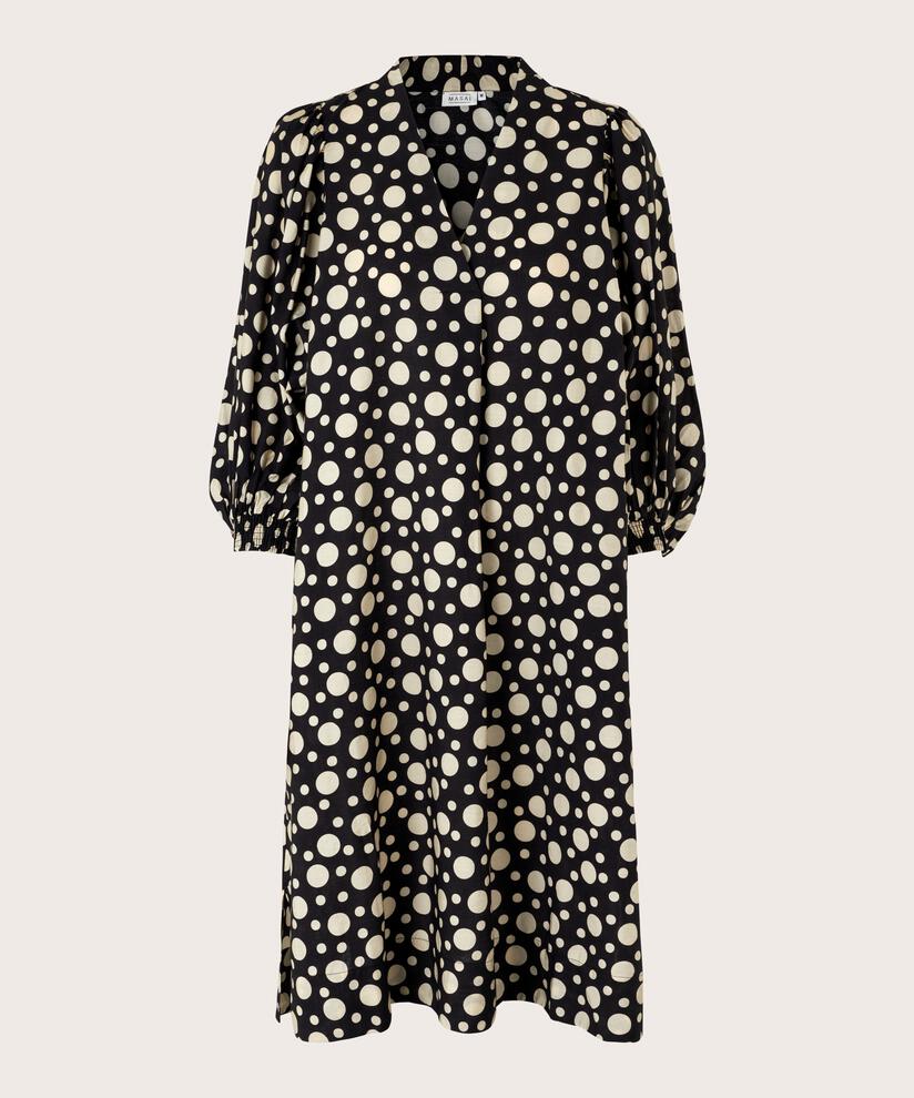Kleid mit voluminösen Ärmeln und Eingrifftaschen, Black