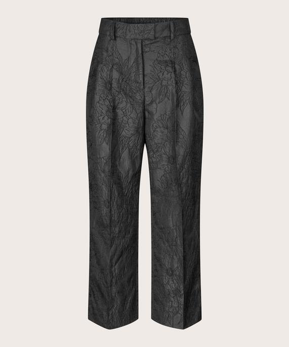 Hose mit gewebtem Aufdruck und Falten vorne, Black