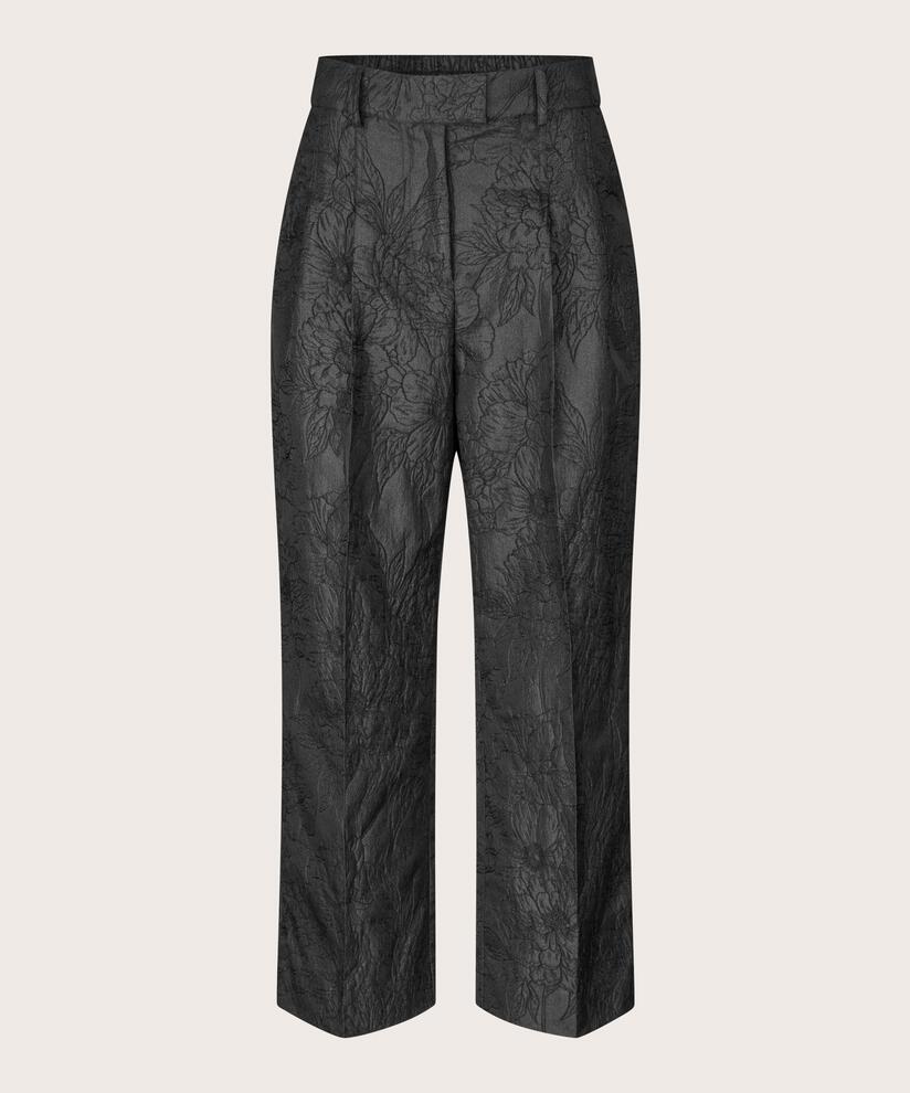 Hose mit gewebtem Aufdruck und Falten vorne, Black