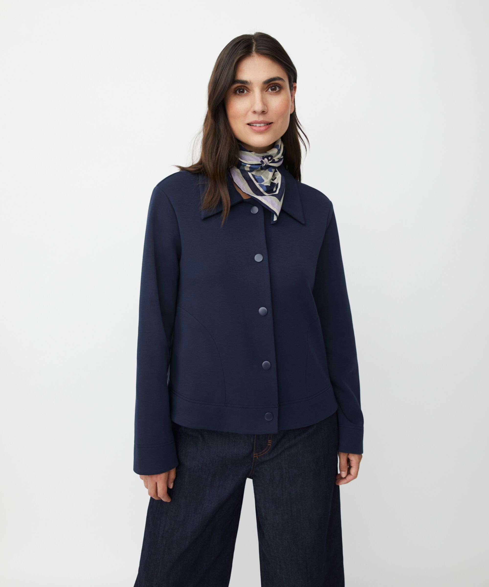 Kurzjacke in schwerer Jersey-Qualität, Navy Blazer