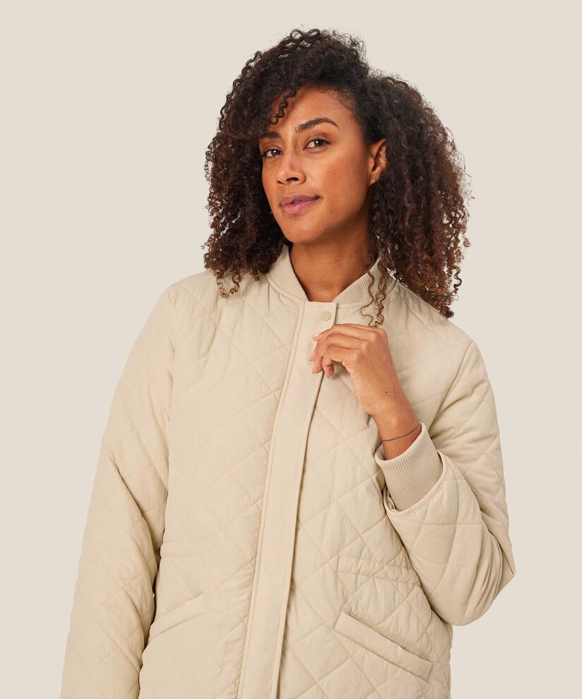 Steppjacke mit Rippdetails und Eingrifftaschen, Oyster White