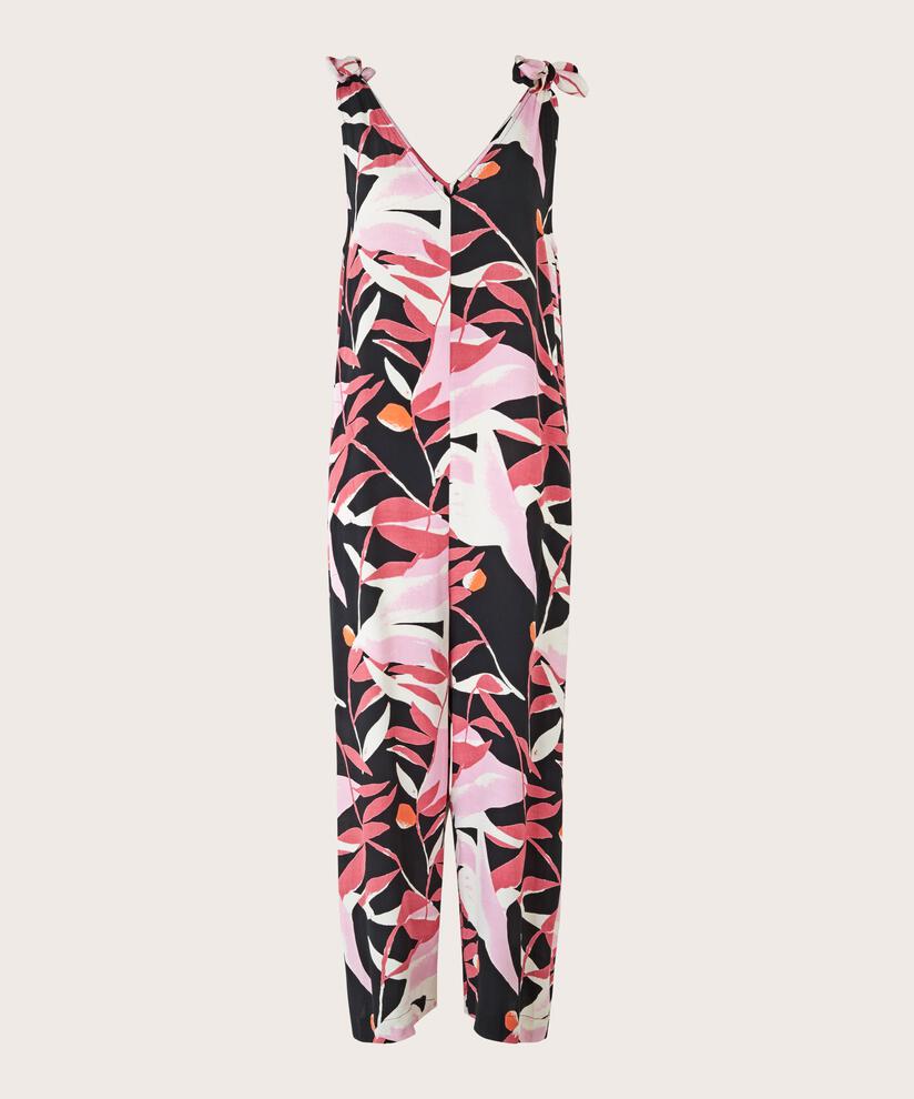 Bedruckter Jumpsuit mit Bindebändern an den Schultern, Begonia Pink