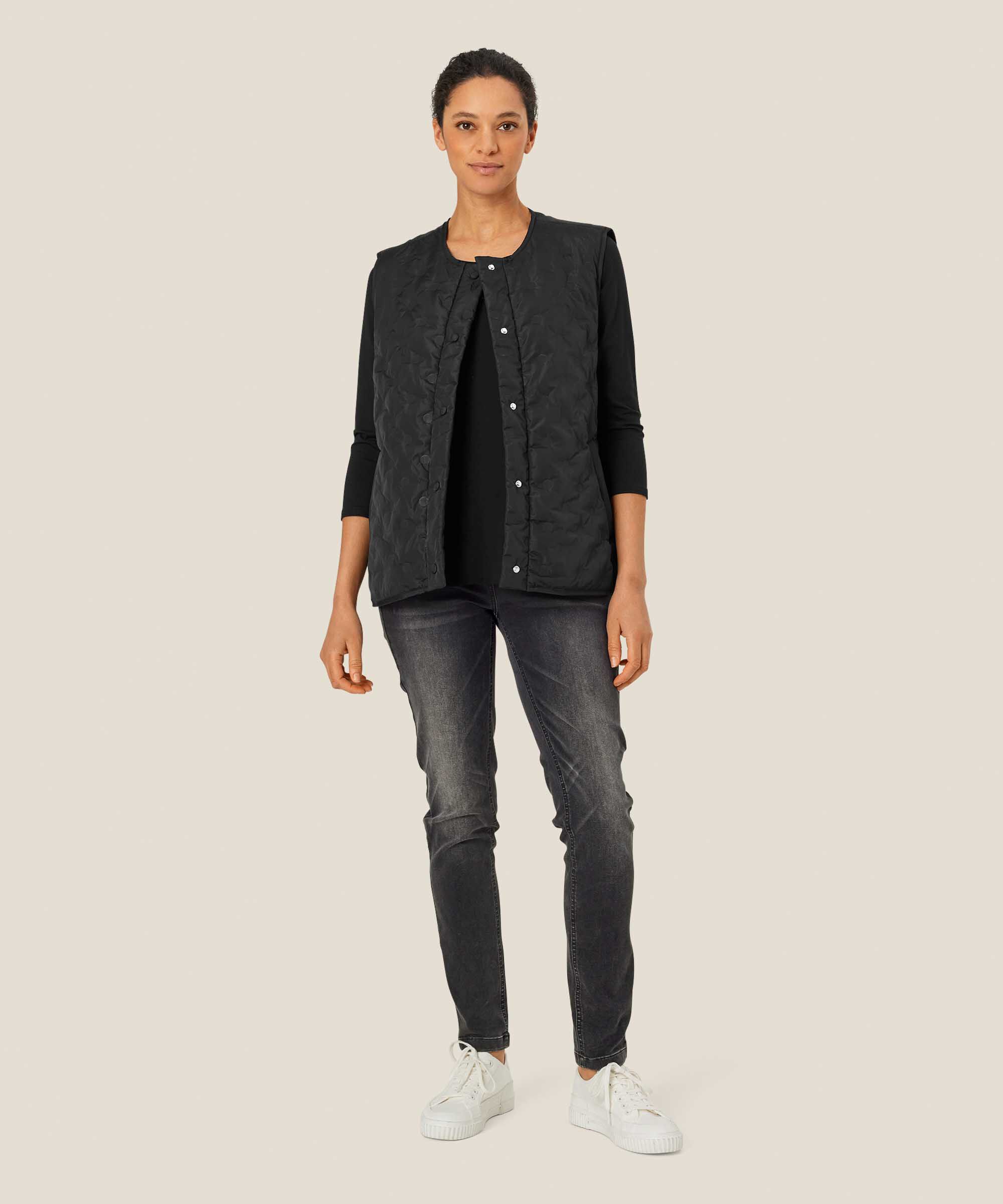 Steppweste mit Druckknopfverschluss, Black