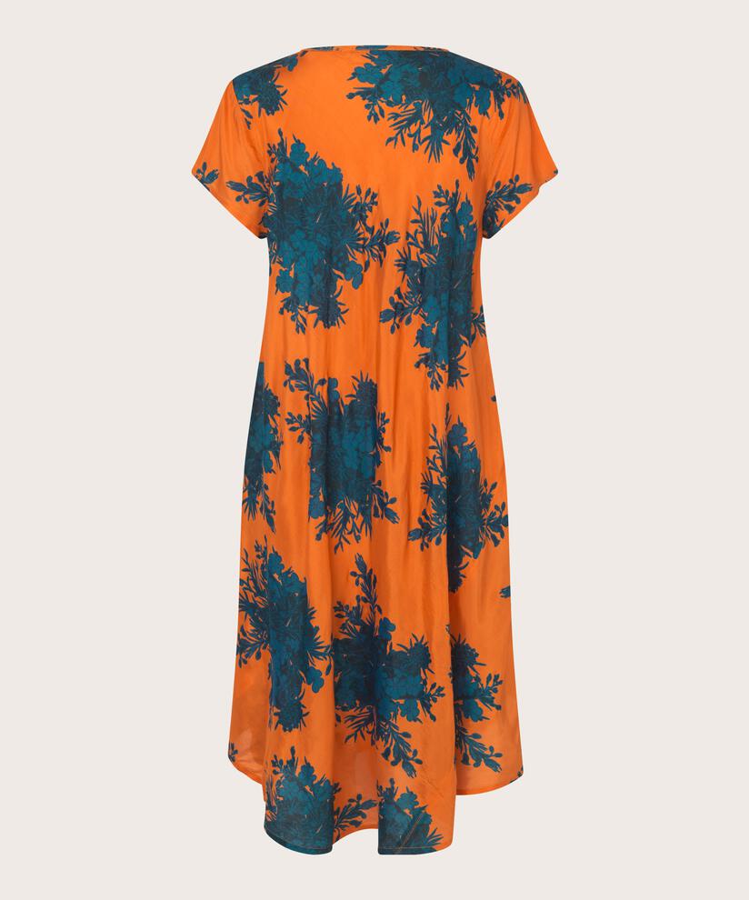 Bedrucktes Viskosekleid mit V-Ausschnitt, Russ Orange