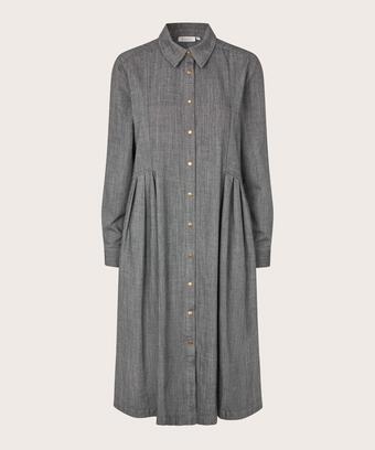 Hemdblusenkleid mit Schlitzen an den Seiten, Dark Denim