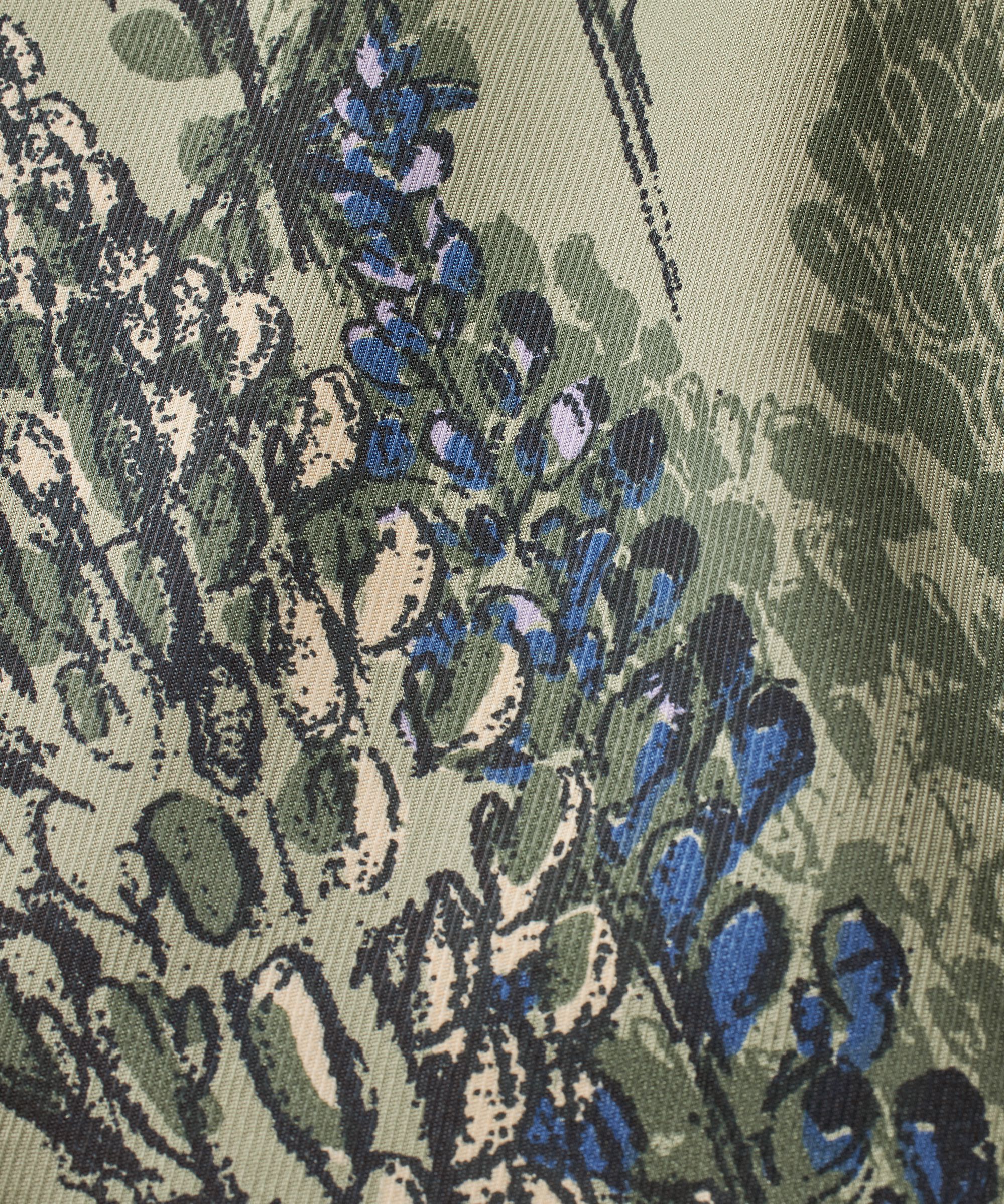 Bedruckte Viskose-tunika Mit 3/4-ärmeln, Seagrass