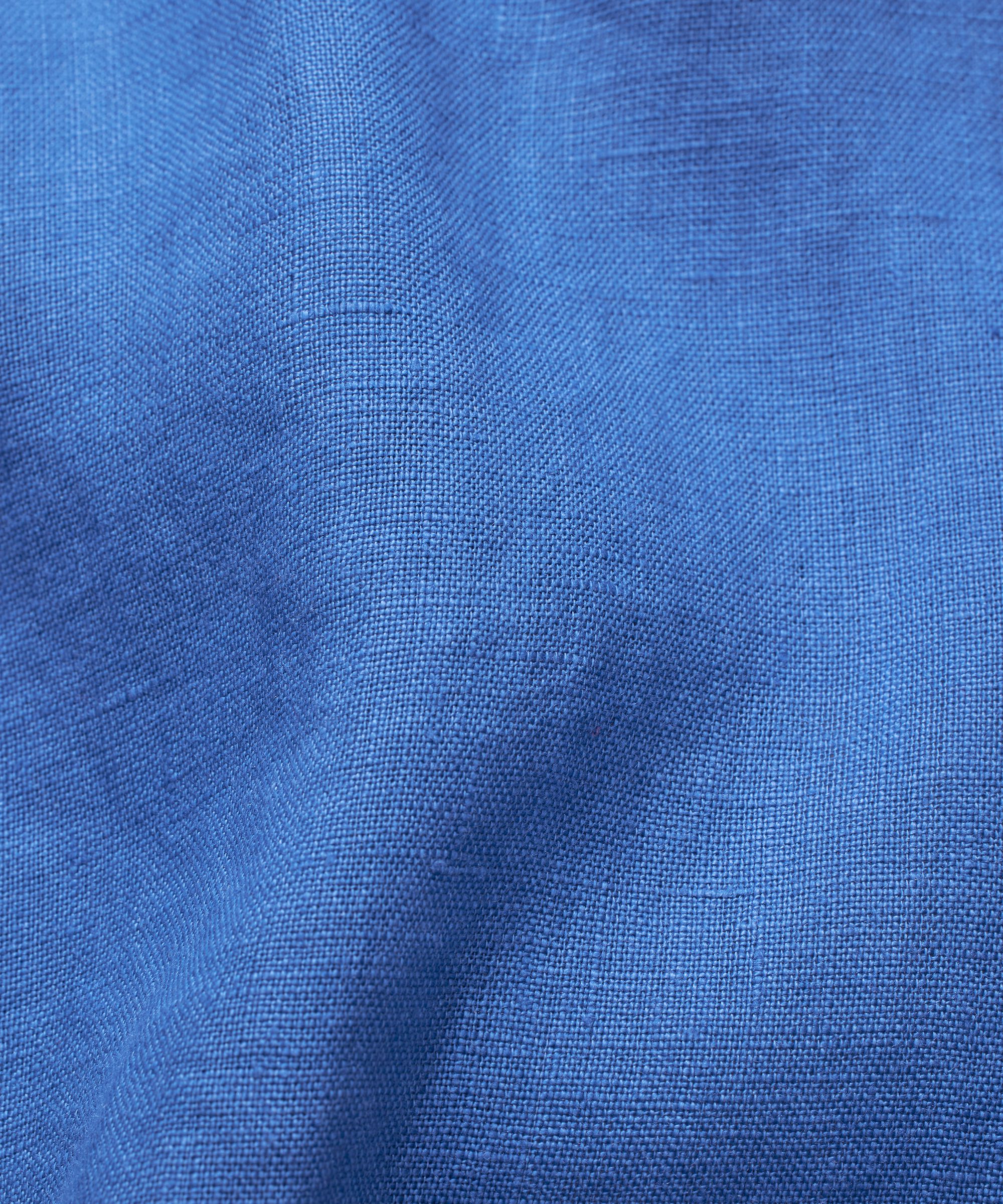 kurzärmliges Leinenkleid mit gerüschtem Ausschnitt, Nebulas Blue