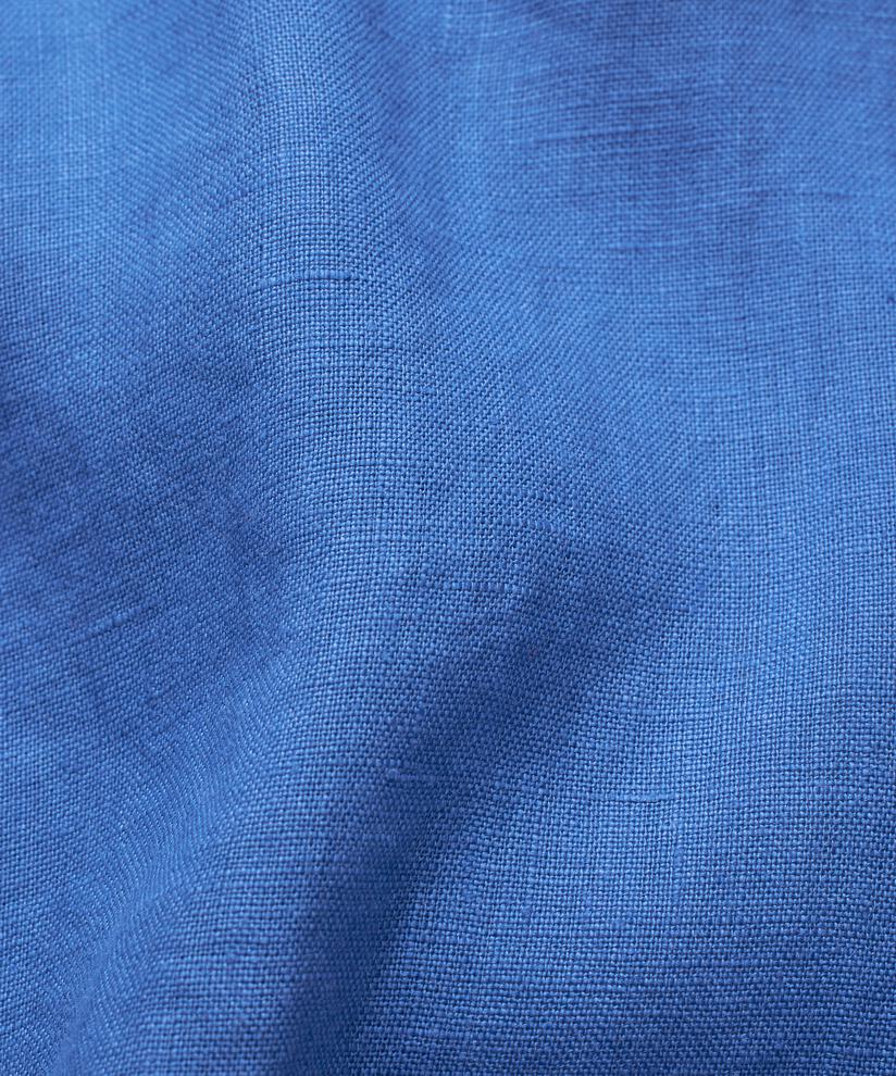 kurzärmliges Leinenkleid mit gerüschtem Ausschnitt, Nebulas Blue