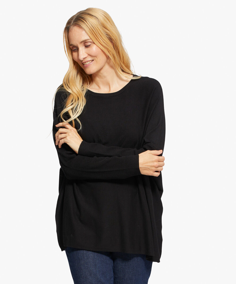 Oversize-pullover Mit Schmalen &Auml;rmeln, Black