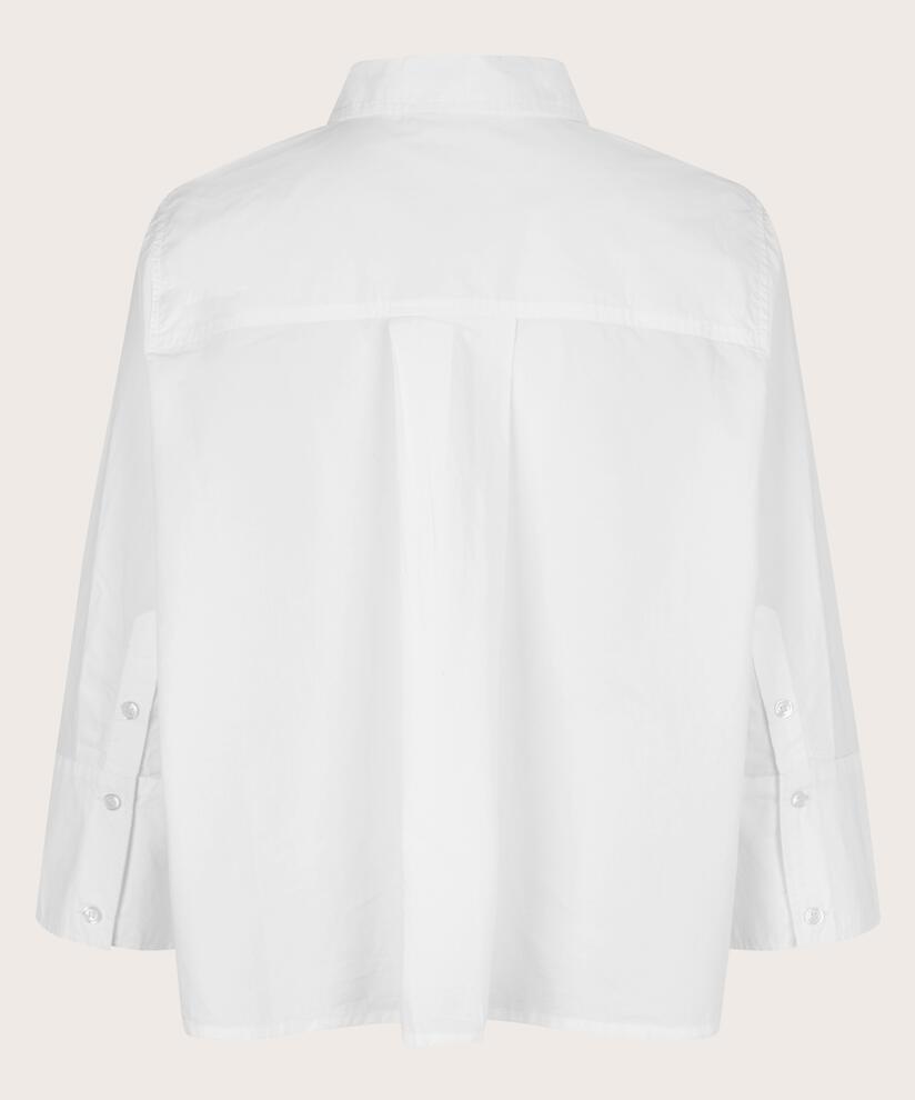 Baumwollhemd mit 3/4-Ärmeln, White