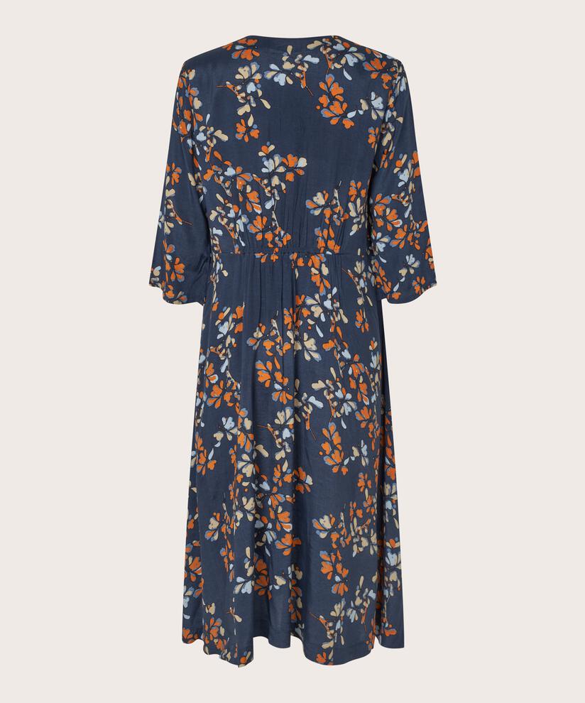 geblümtes Viskosekleid mit 3/4-Ärmeln, Autumnal