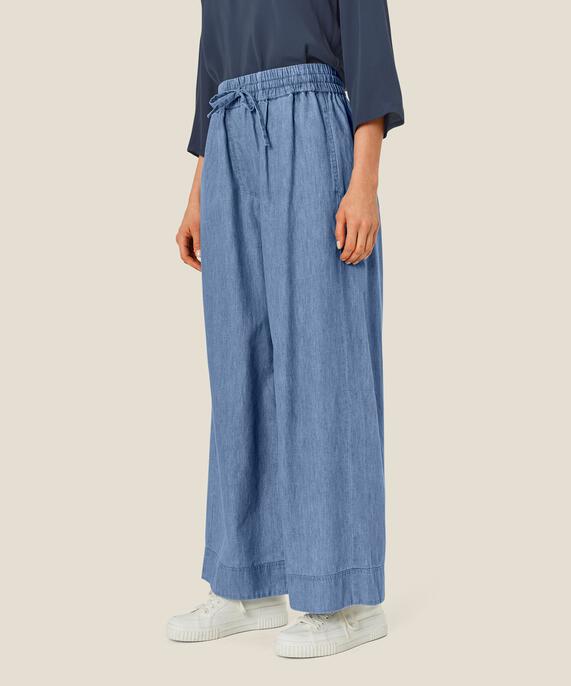 weiche Denimhose mit elastischem Bund mit Bindeband, Blue Denim