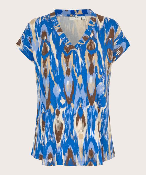 Bedrucktes T-shirt Mit V-ausschnitt, Nebulas Blue