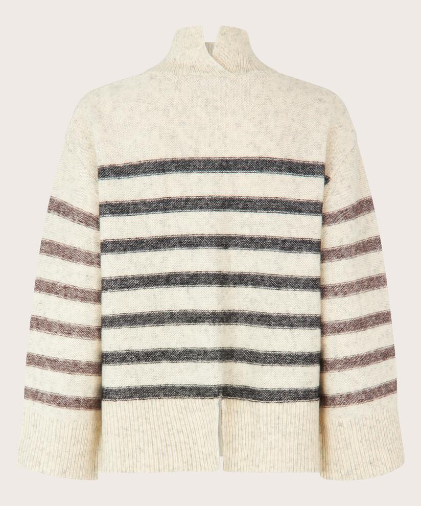 Rollkragenpullover aus Wollmischung, Whc/blk/coffe