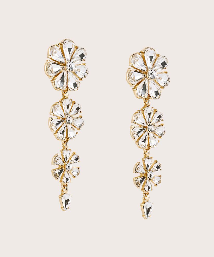 Ohrringe mit Glasperlenblumen, Gold