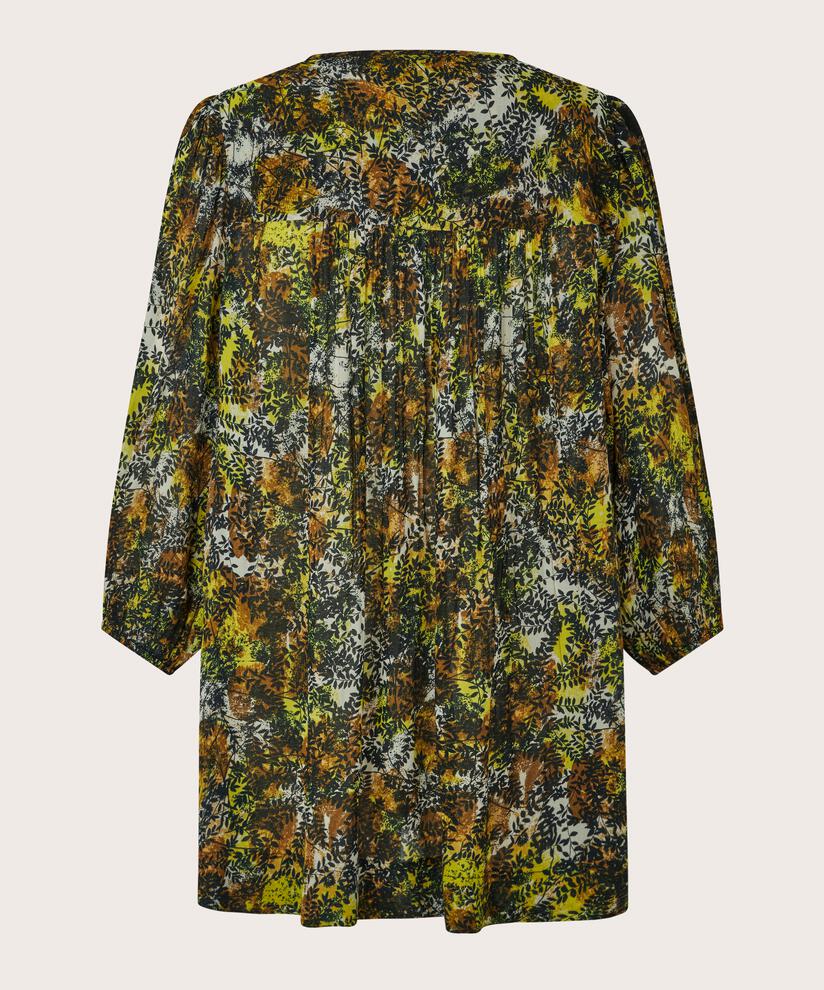 VISKOSE-TUNIKA MIT BINDUNGEN IM HALS, Green Sheen