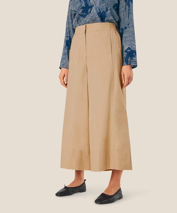 Baumwollhose mit weitem Bein und elastischem Bund, Safari