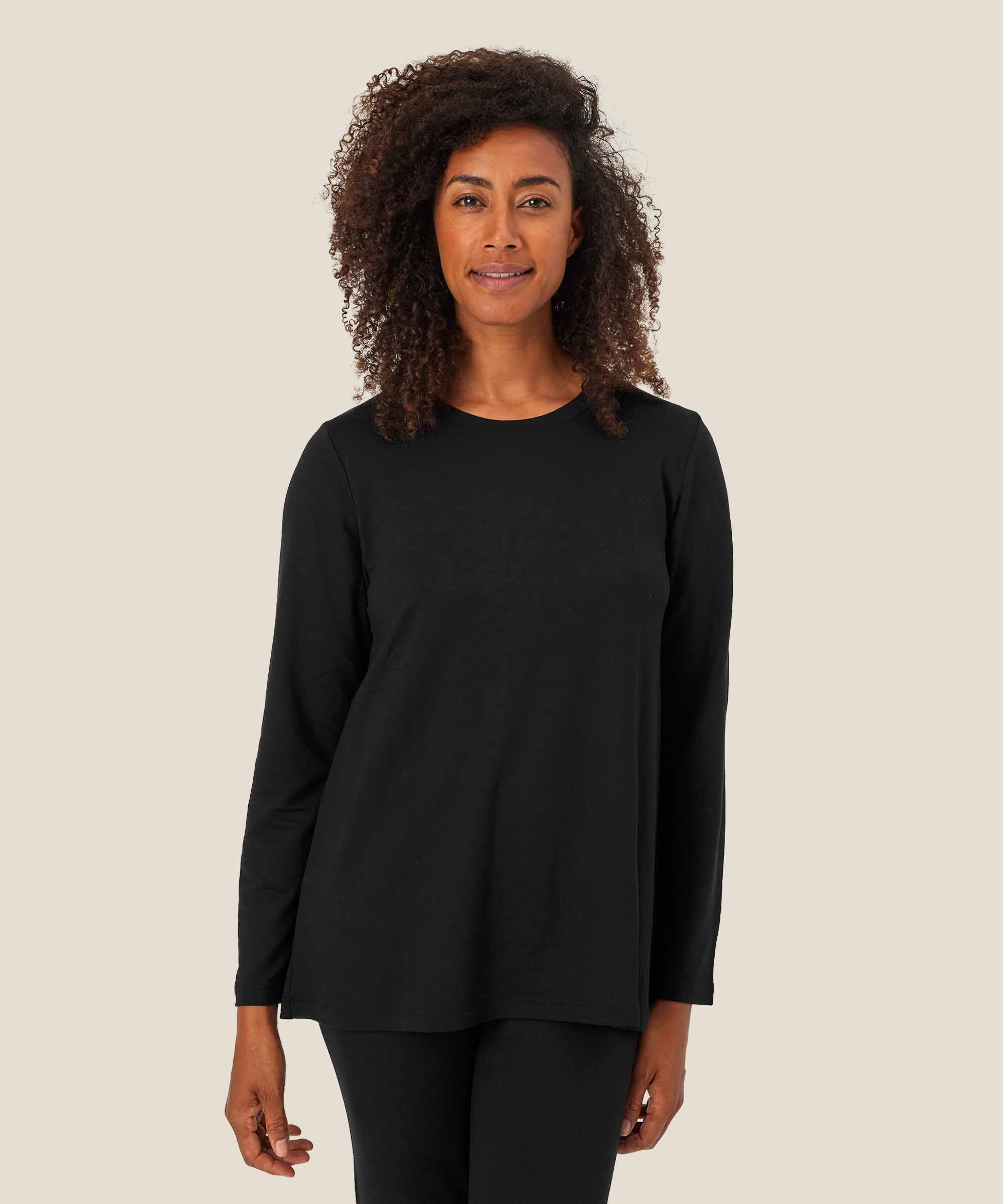 Jersey-Top mit Falten auf der Rückseite, Black