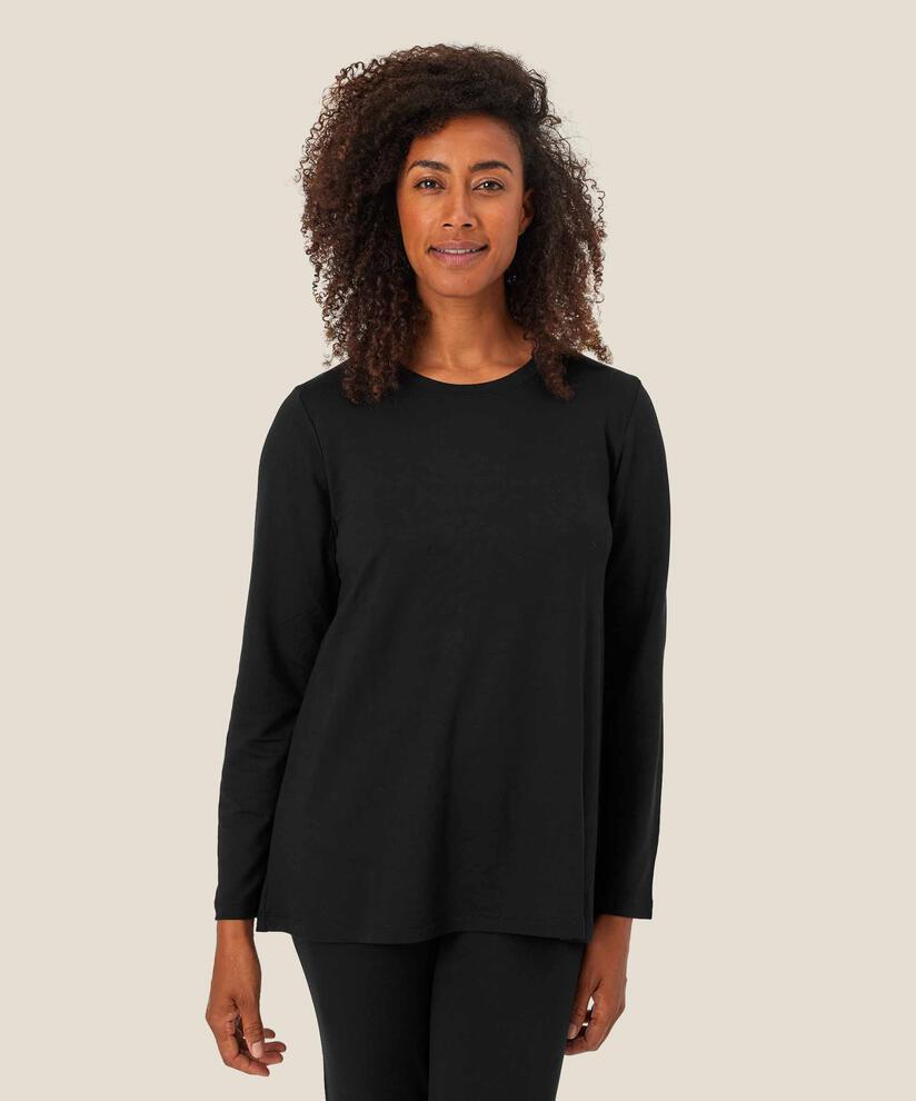 Jersey-Top mit Falten auf der Rückseite, Black