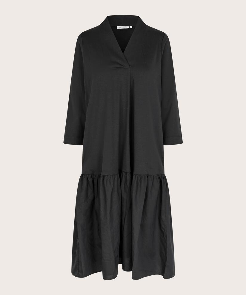 Jerseykleid mit Rock aus Popeline, Black