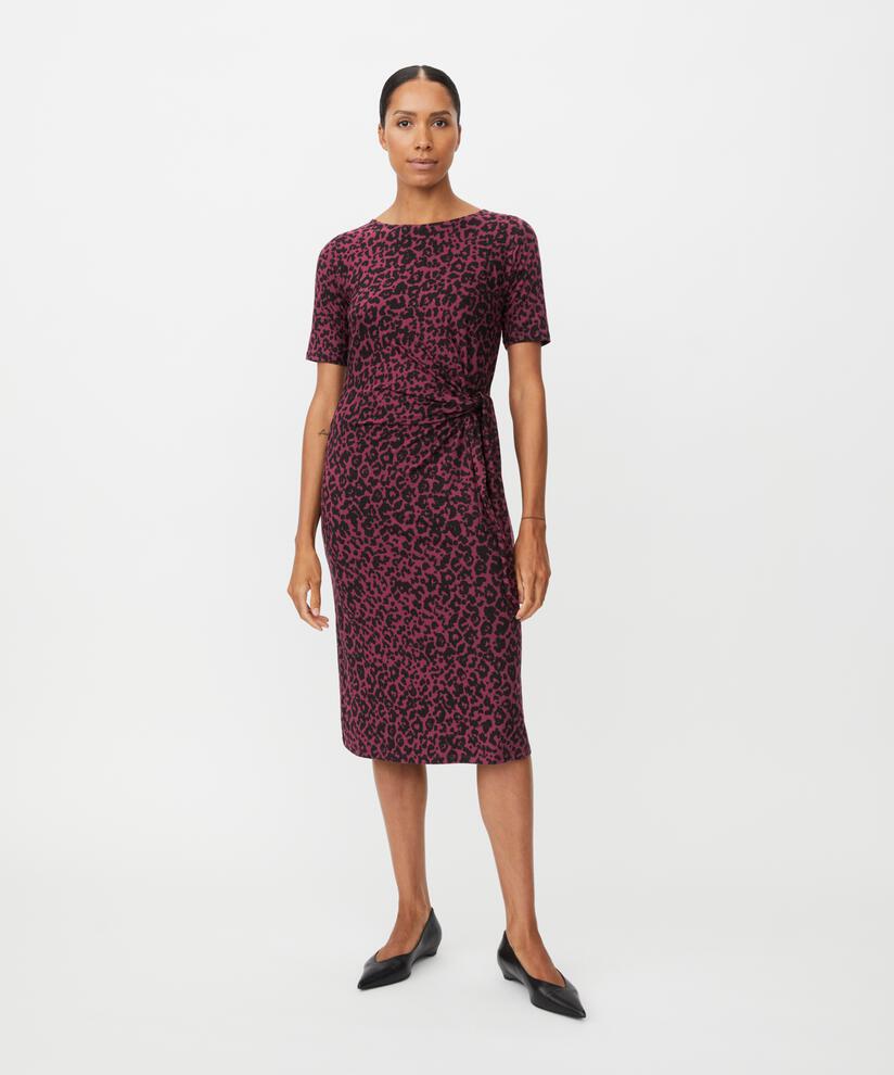 bedrucktes Jerseykleid mit Wickeleffekt, Tawny Port