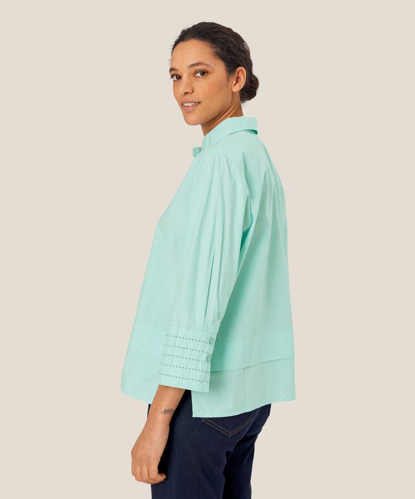 Baumwollshirt mit Kontrastnähten an den Ärmeln, P. Turquoise