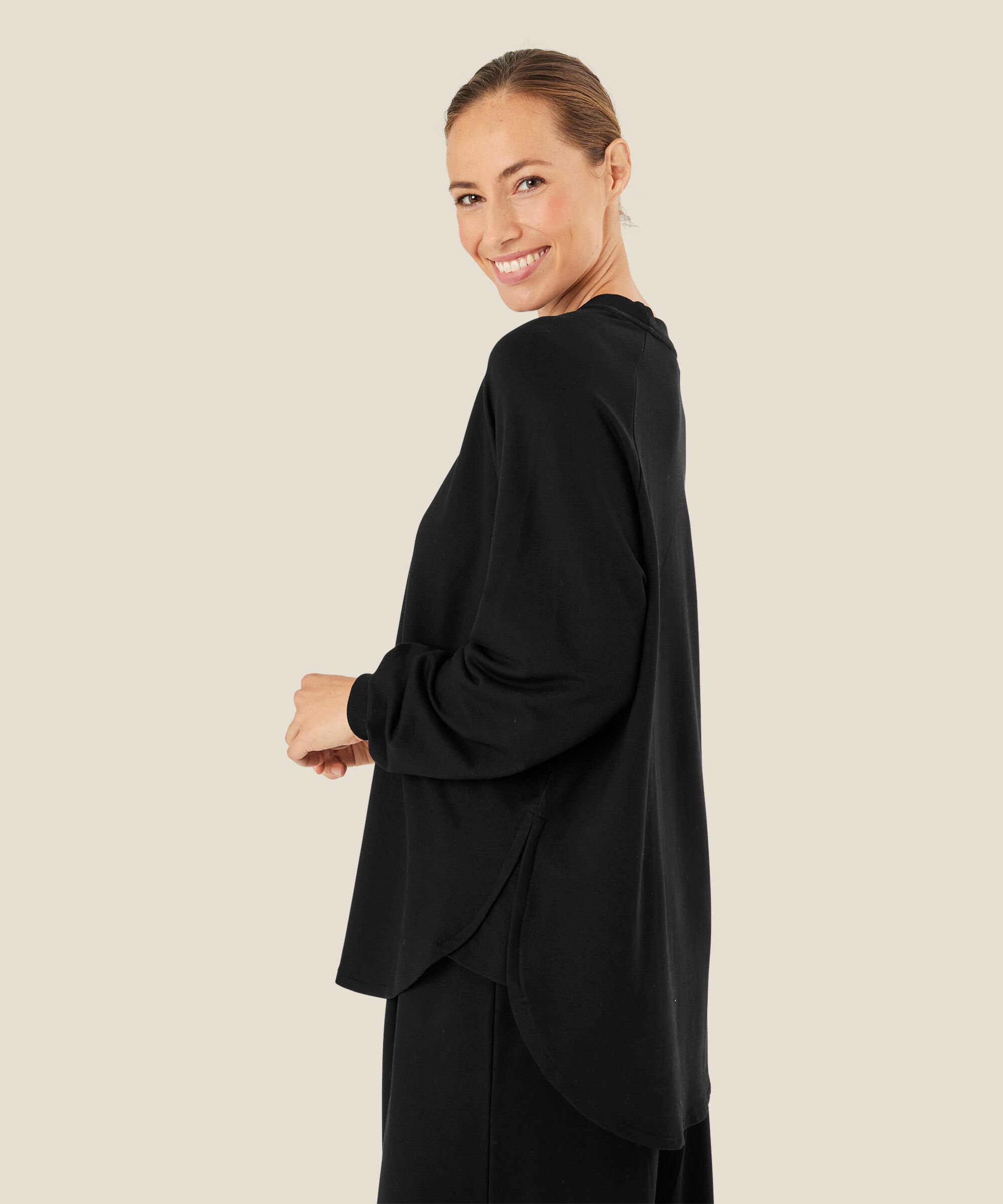 Langarmshirt aus Baumwollmix, Black