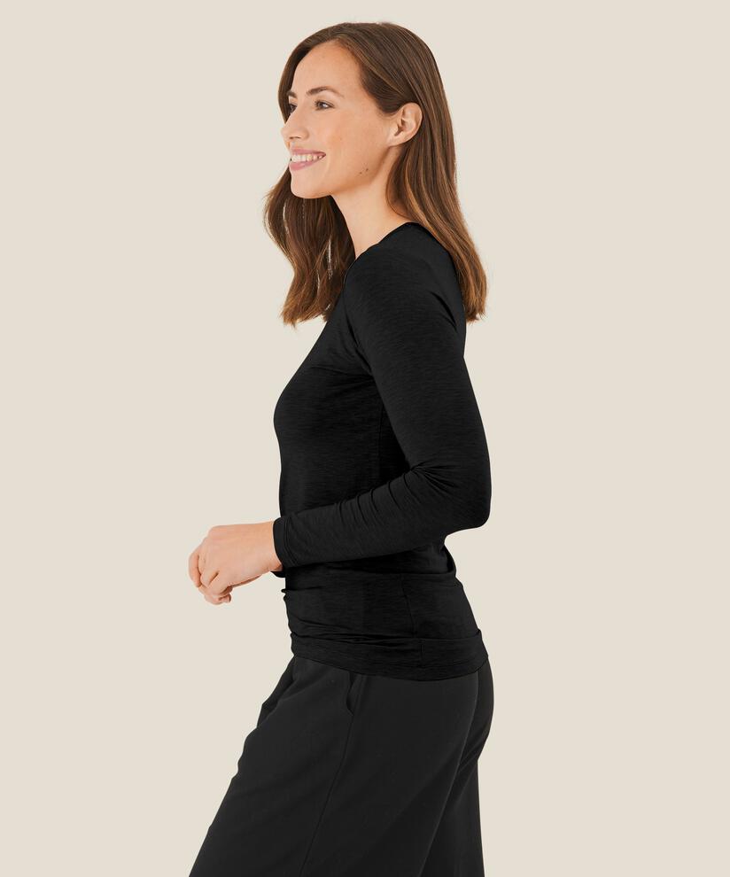 Shirt Mit Rundem Hals, Black