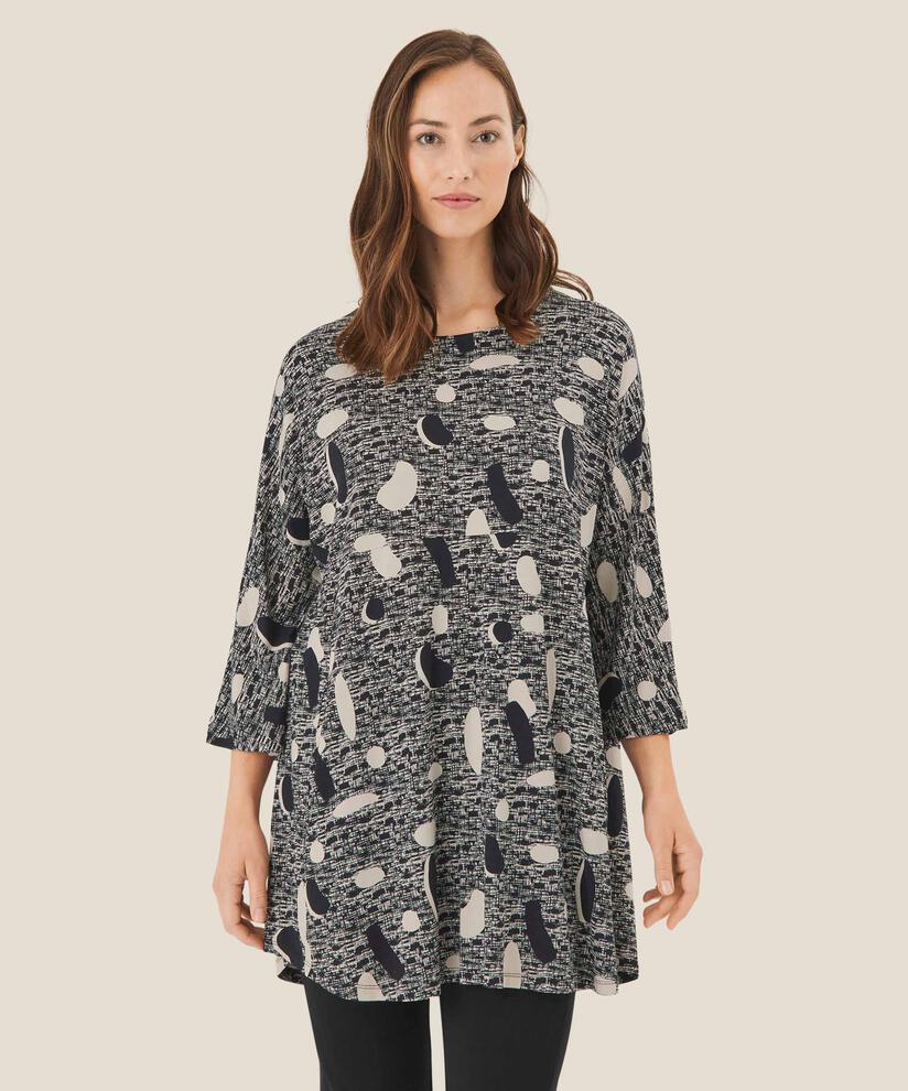 Bedruckte Tunika mit langen Ärmeln, Black