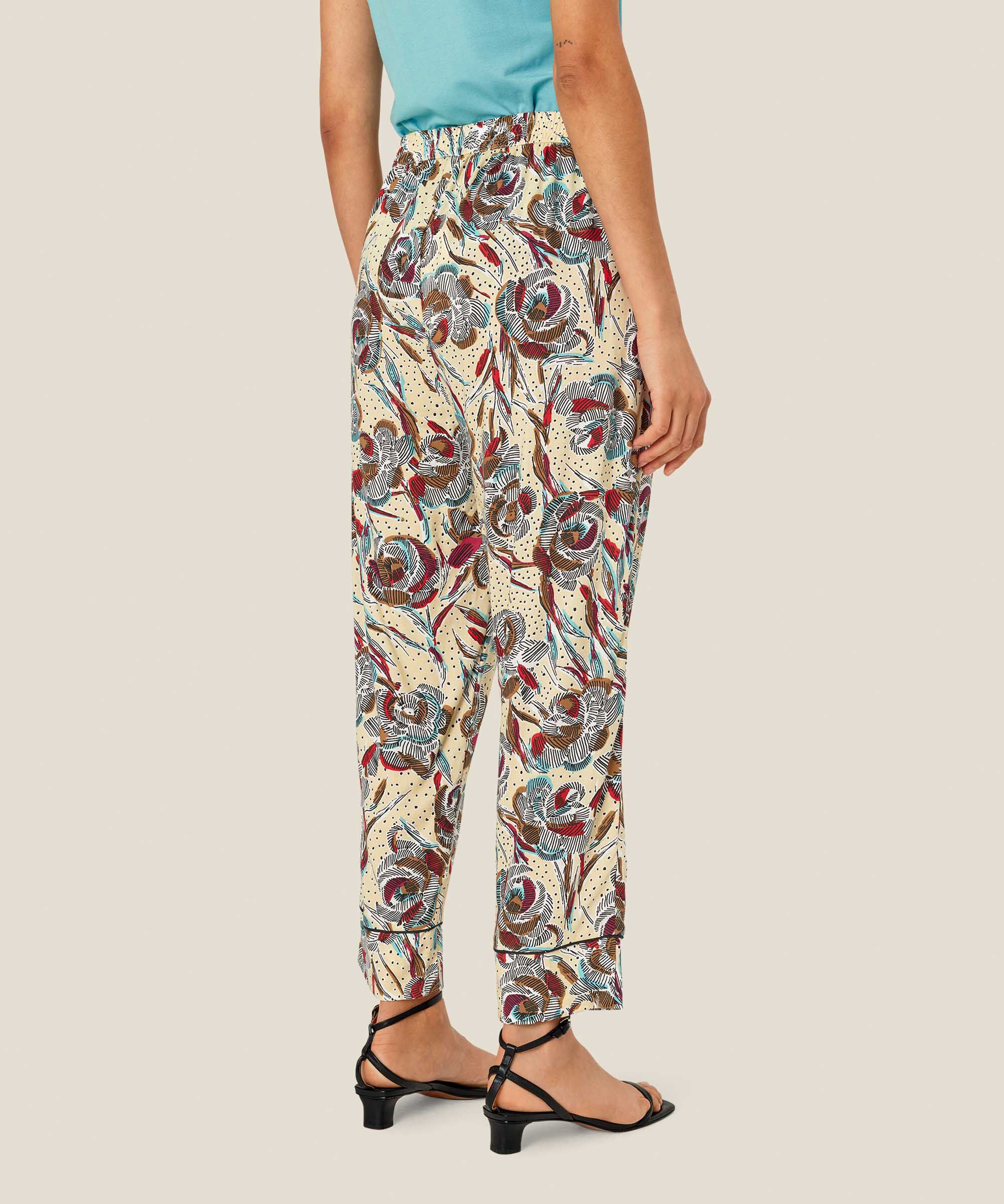 bedruckte Viskosehose mit elastischem Bund und Eingrifftaschen, Soybean