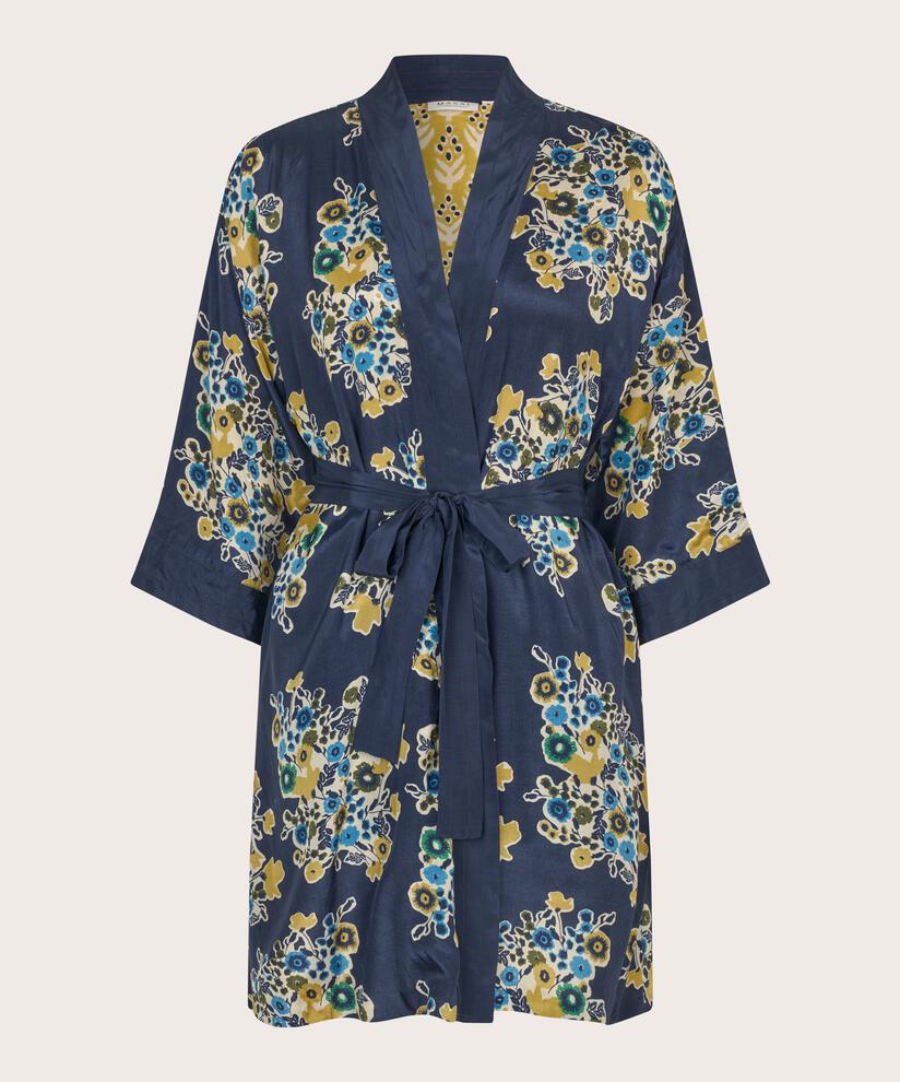 geblümte Kimonojacke mit Gürtel, Mood Indigo