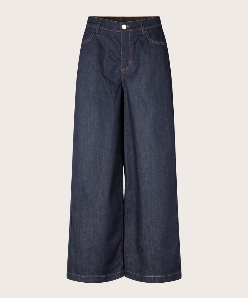 Jeans mit Stretch und Weite an den Beinen, Dark Denim
