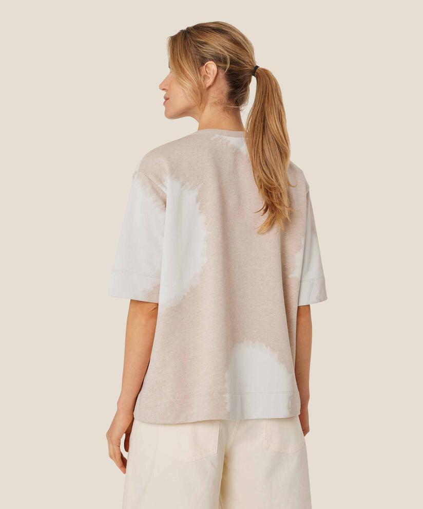 Rundhals-T-Shirt in Sweatshirt-Qualität, Beige melange