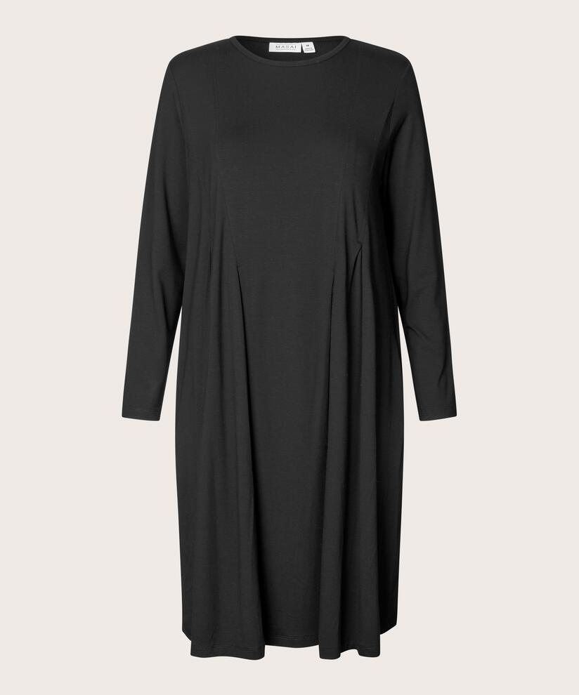 Jerseykleid mit Falten vorne und Eingrifftaschen, Black