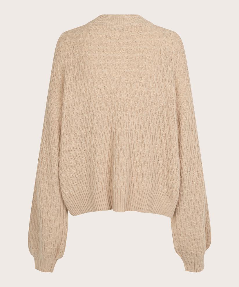 Strickjacke mit Reißverschluss aus Wollmischung, L beige mel