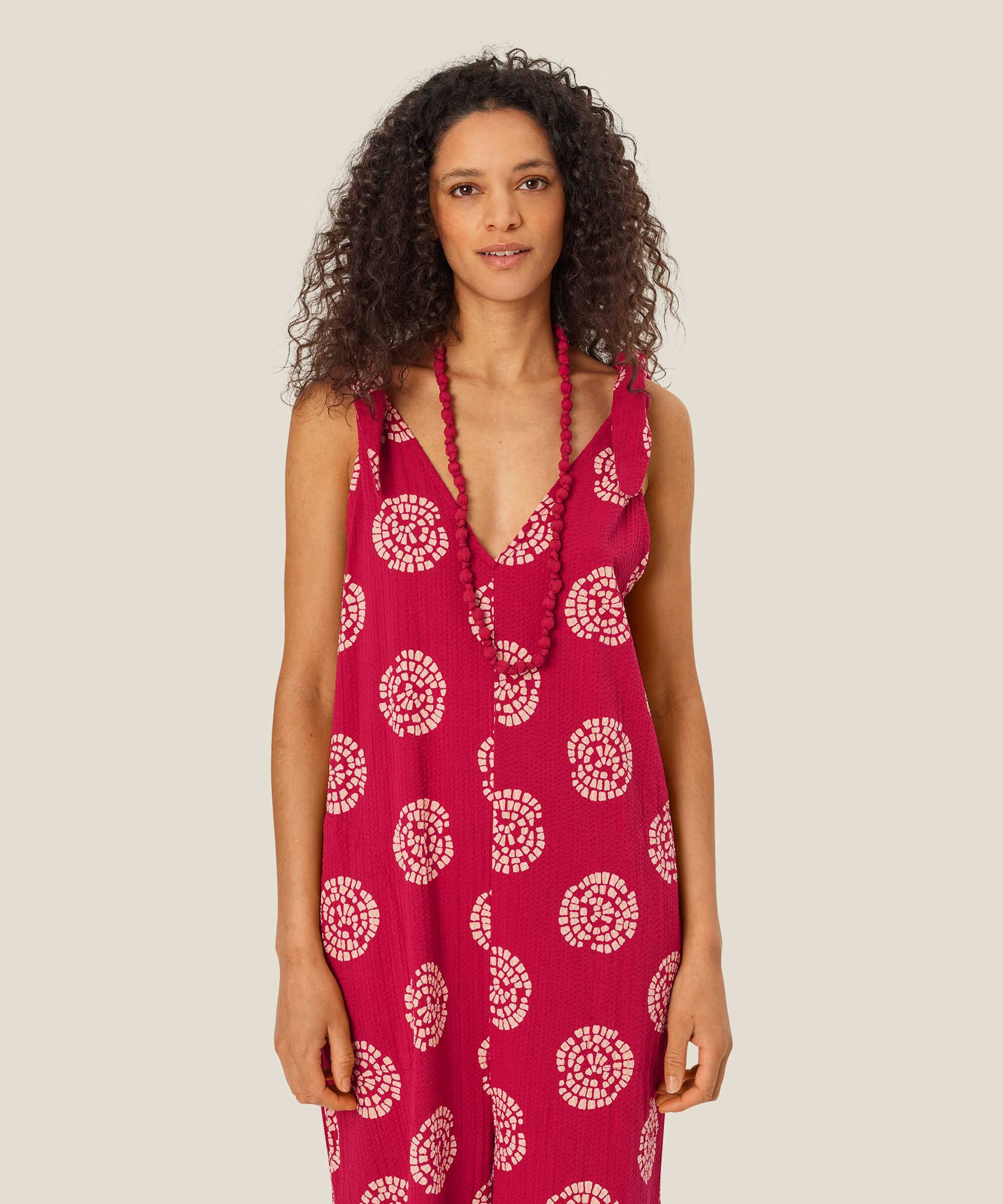 Halskette mit stoffbezogenen Perlen, Mars Red