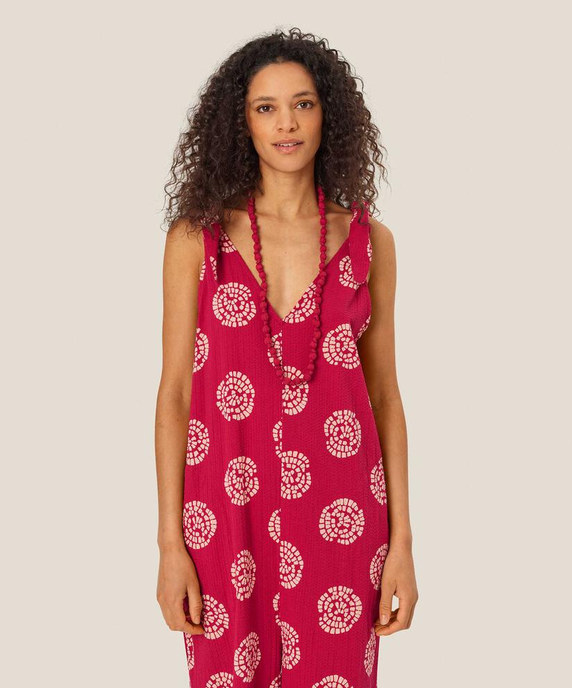 Halskette mit stoffbezogenen Perlen, Mars Red