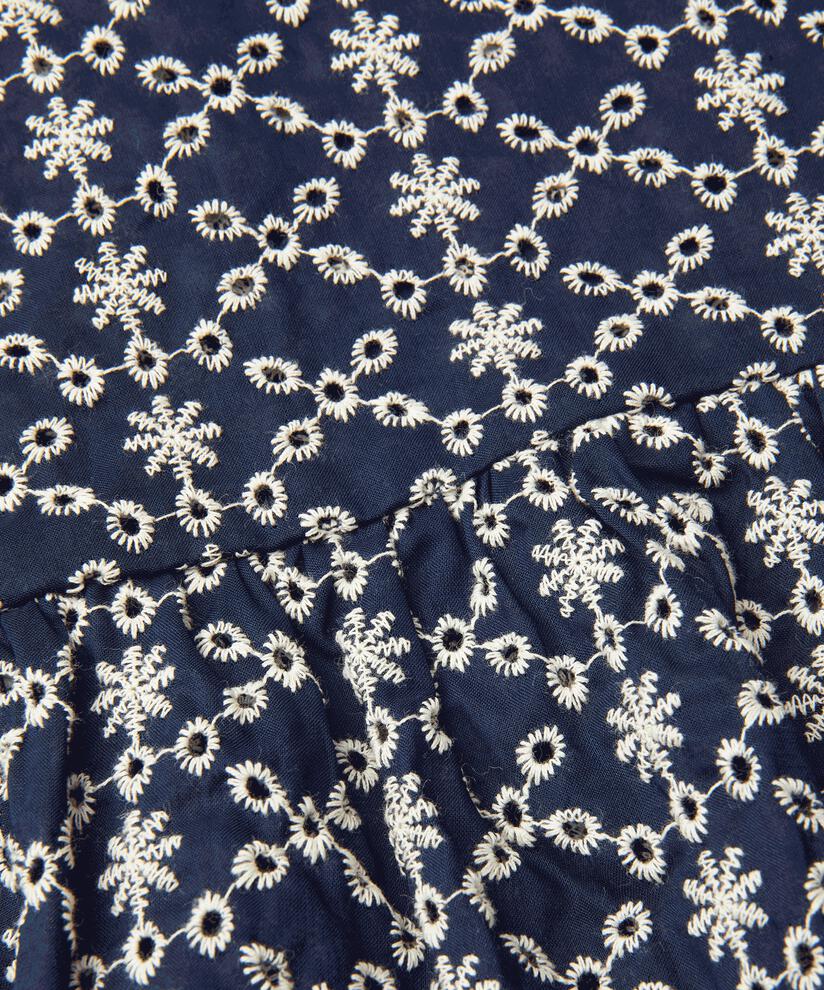 Baumwollbluse mit Lochmuster, Maritime Blue